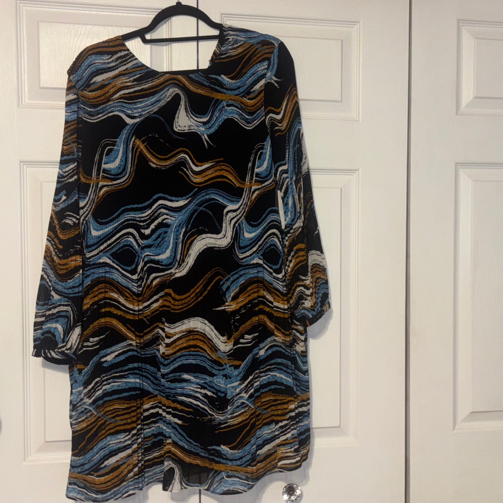 Nine West Multicolor Wave Pattern Mini Dress